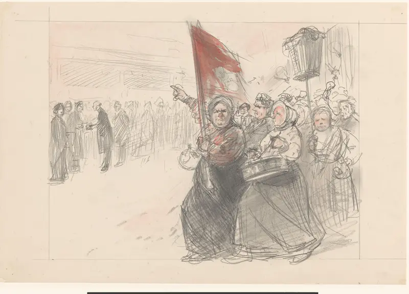 Optocht van revolutionaire vrouwen op een liefdadigheidsbazaar Wall Art by Henricus - High-Resolution Digital Print