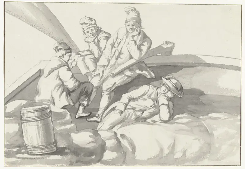 Opvarenden en bemanning op een schip Wall Art by Louis Ducros - High-Resolution Digital Print
