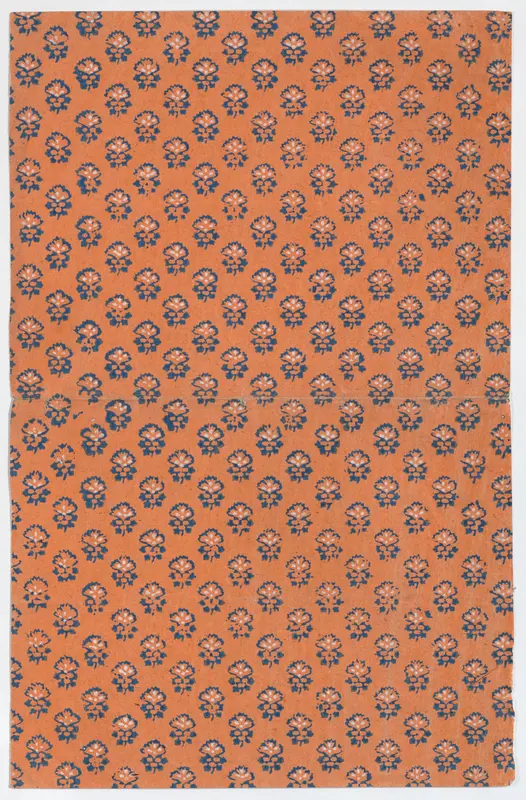 Orange book cover with overall floral pattern Wall Art by Anonymous - High-Resolution Digital Print