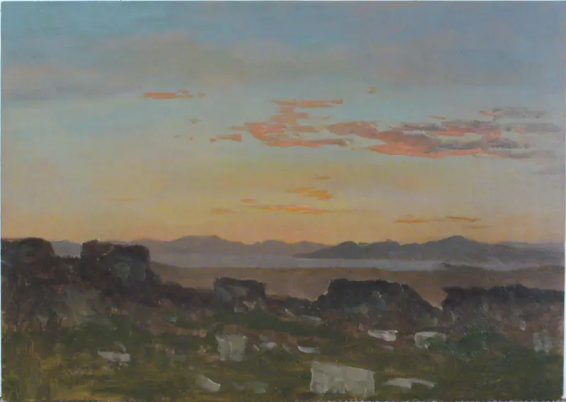 Orange Sky with Scattered Clouds, Greece Wall Art by Lockwood de Forest - High-Resolution Digital Print