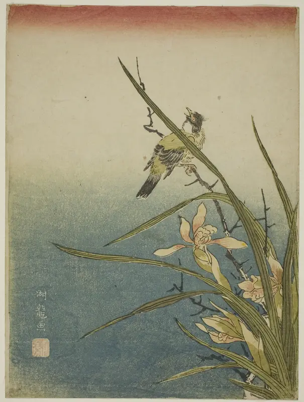 Orchid and Bird Wall Art by Isoda Koryusai - High-Resolution Digital Print