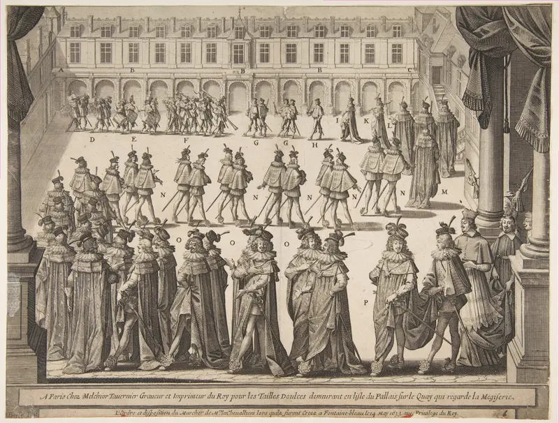 Order of the Chevaliers Marching at Fontainebleau in May 1633 Wall Art by Abraham Bosse - High-Resolution Digital Print