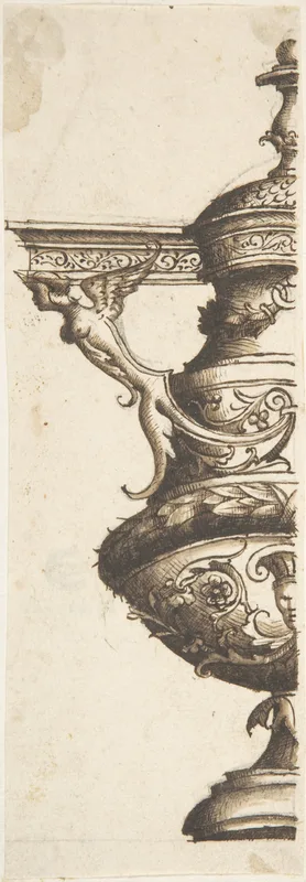 Ornament design after the antique; half-vase with Harpy and Entablature Handle Wall Art by Anonymous, Italian, 16th century - High-Resolution Digital Print
