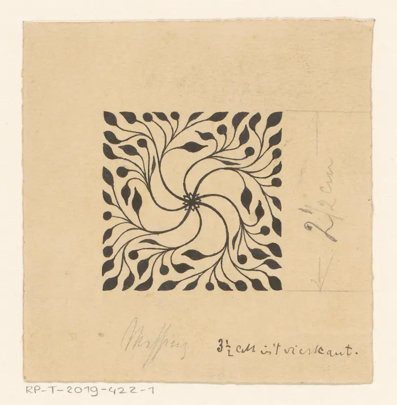 Ornament met bloem en bladeren Wall Art by anonymous - High-Resolution Digital Print