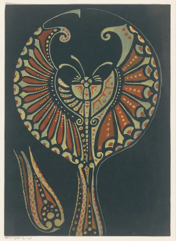 Ornament met gestileerde vlinder Wall Art by Reinier Willem Petrus de Vries (1874-1953) - High-Resolution Digital Print