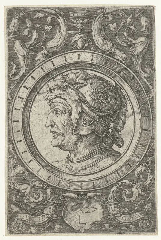 Ornament met kop van een soldaat Wall Art by Unknown - High-Resolution Digital Print
