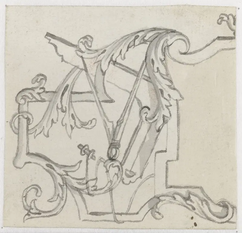 Ornament met ranken, een passer en een winkelhaak Wall Art by Pieter Jansz - High-Resolution Digital Print