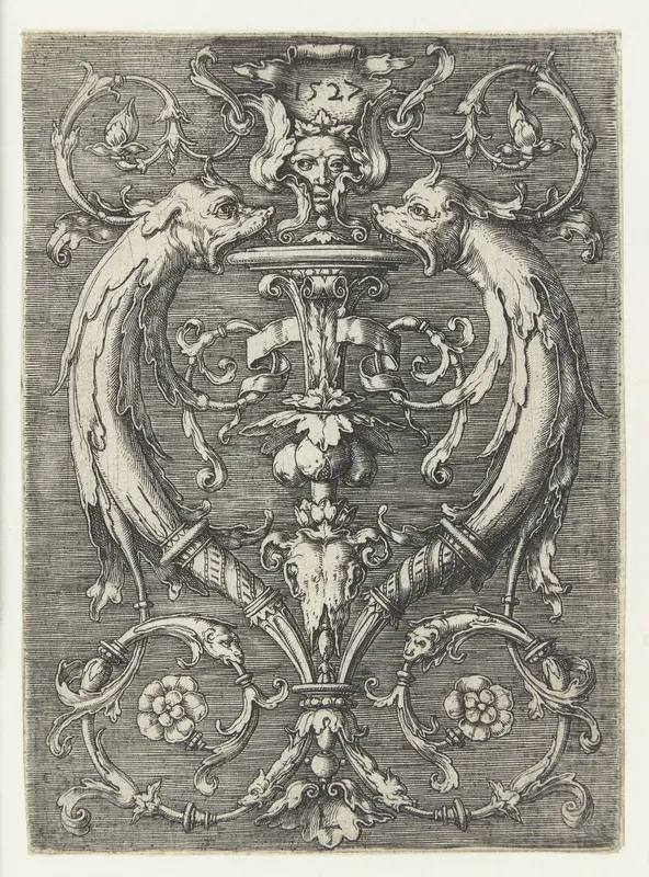 Ornament met twee dolfijnen Wall Art by Unknown - High-Resolution Digital Print