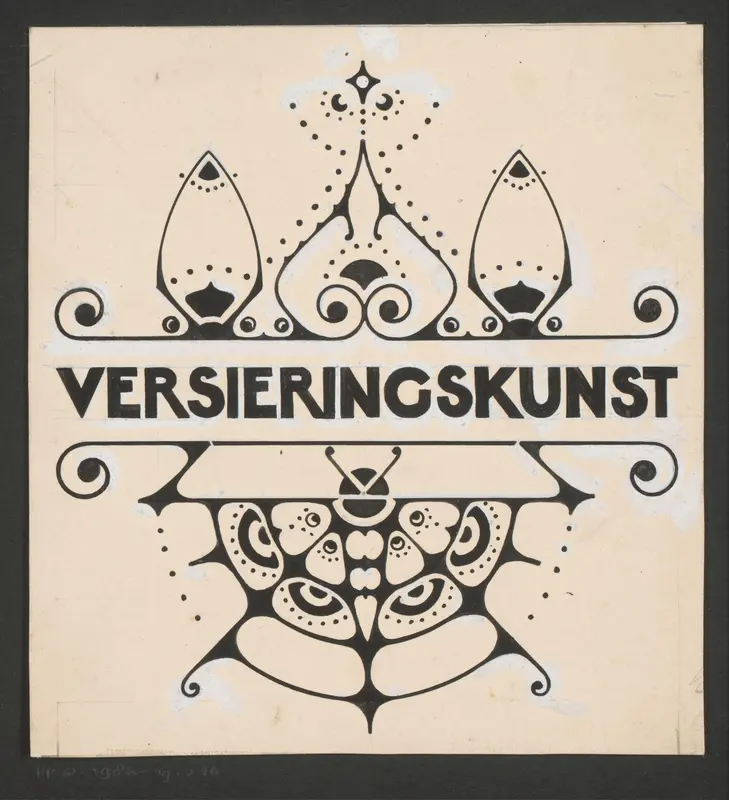 Ornament met vlinder Wall Art by Reinier Willem Petrus de Vries (1874-1953) - High-Resolution Digital Print
