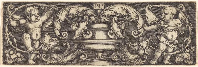 Ornament with a Vase Between Two Genii Wall Art by Hans Sebald Beham - High-Resolution Digital Print