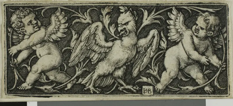 Ornament with an Eagle and Two Genii, from Four Vignettes