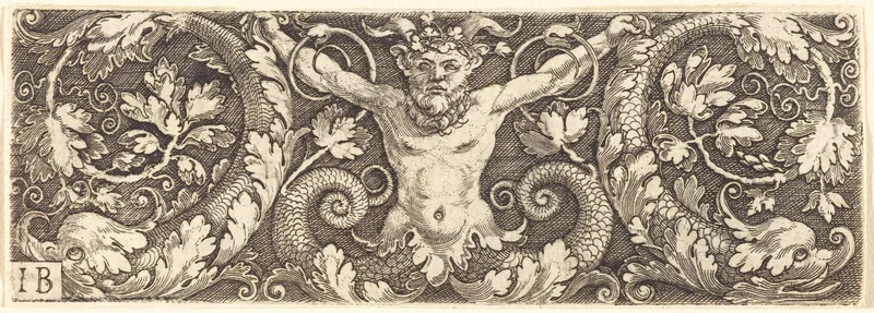 Ornament with Fantastic Satyr and Dolphins Wall Art by Master IB - High-Resolution Digital Print