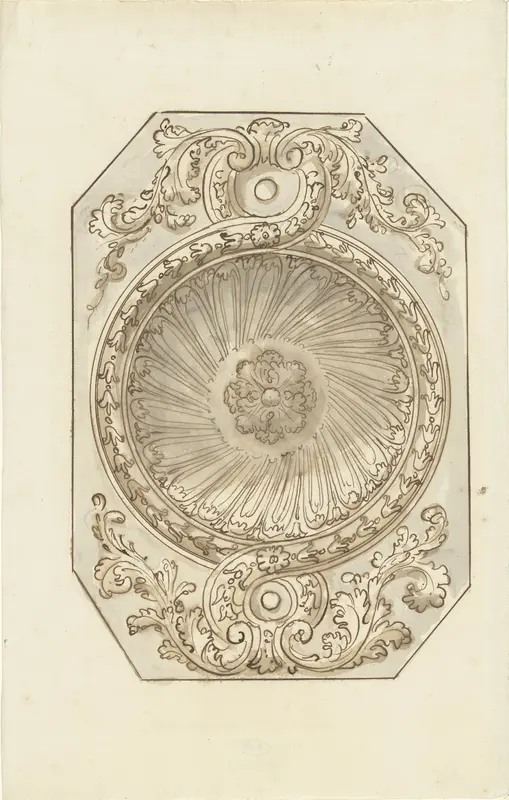 Ornamentaal plafondontwerp in achtkant Wall Art by Elias van Nijmegen - High-Resolution Digital Print