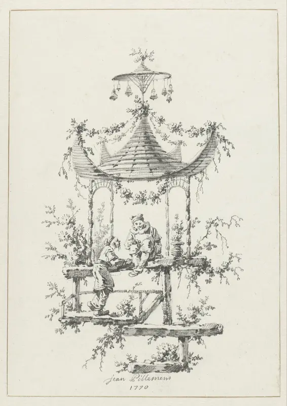 Ornamentale compositie in chinoiserie-stijl Wall Art by Jean Baptiste Pillement - High-Resolution Digital Print