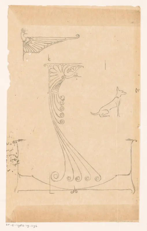 Ornamenten met vogels en een zittende hond Wall Art by Reinier Willem Petrus de Vries (1874-1953) - High-Resolution Digital Print