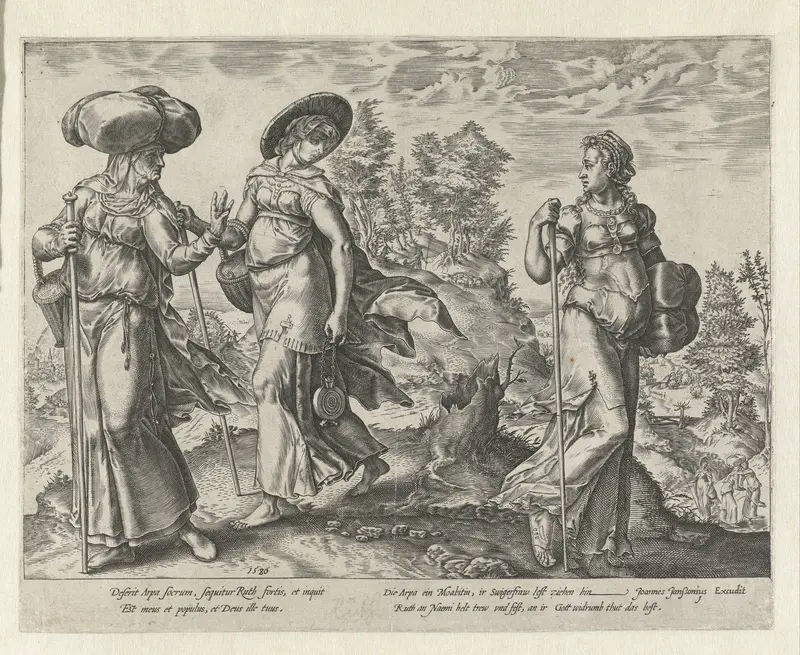 Orpa verlaat Naomi en Ruth Wall Art by Hendrick Goltzius - High-Resolution Digital Print