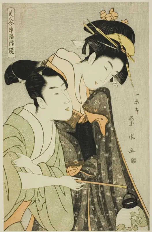 Osome and Hisamatsu, from the series "Beauties in Joruri Roles (Bijin awase joruri kagami)" Wall Art by Ichirakutei Eisui - High-Resolution Digital Print