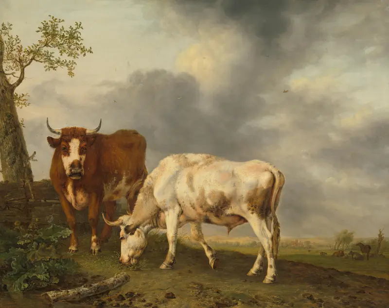 Ossen in de weide Wall Art by Jan Kobell (II) - High-Resolution Digital Print