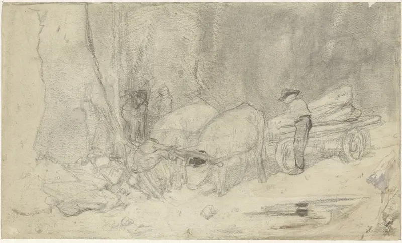 Ossenwagen op bergweg Wall Art by Unknown - High-Resolution Digital Print