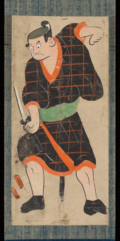 Ōtsu-e of Kabuki Actor Playing the Outlaw Hotei Ichiemon, of the “Karigane Five”