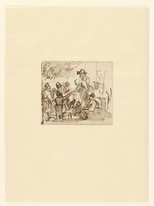 Oud paar deelt aan kinderen waren uit in de openlucht Wall Art by Unknown - High-Resolution Digital Print