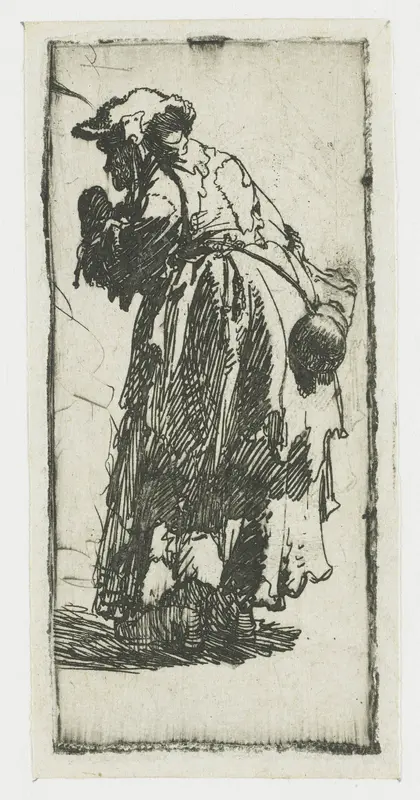 Oude bedelares met kalebas Wall Art by Rembrandt van Rijn - High-Resolution Digital Print