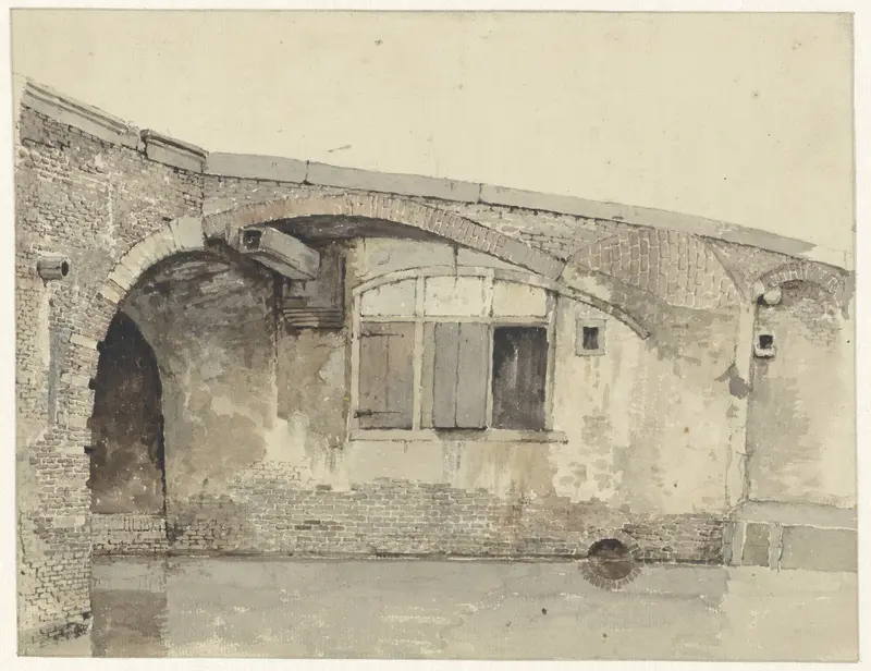 Oude brug met woning of keldersramen onder de kade Wall Art by Kasparus Karsen - High-Resolution Digital Print