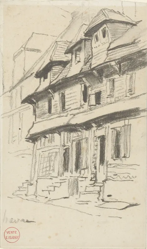 Oude huizen te Le Havre Wall Art by Eugène Isabey - High-Resolution Digital Print