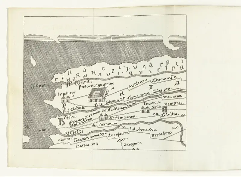Oude kaart met de uitwateringen van de Rijn in zee Wall Art by anonymous - High-Resolution Digital Print