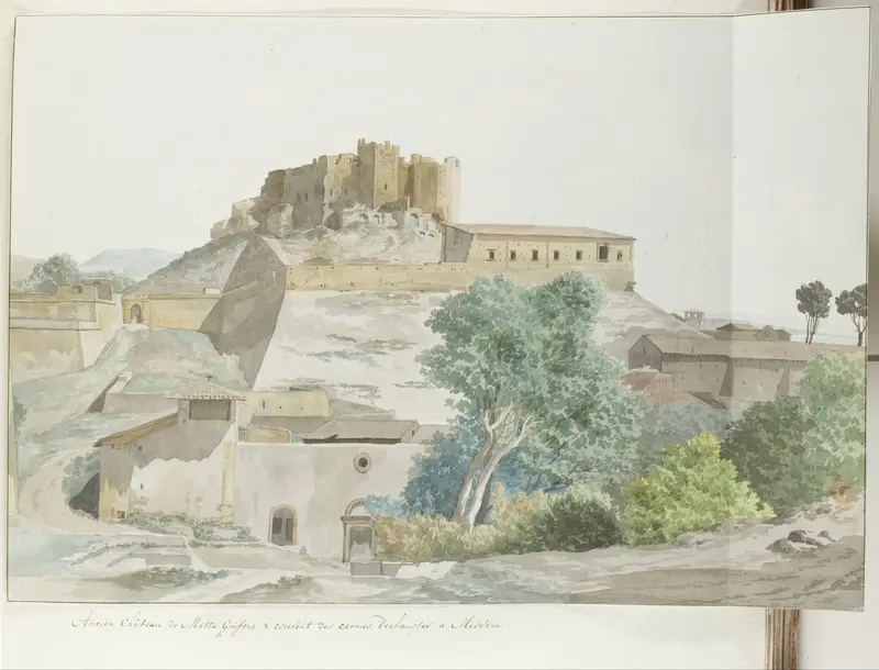 Oude kasteel van Mata en Grifone en het karmelieten klooster, grondvesten van Messina Wall Art by Louis Ducros - High-Resolution Digital Print