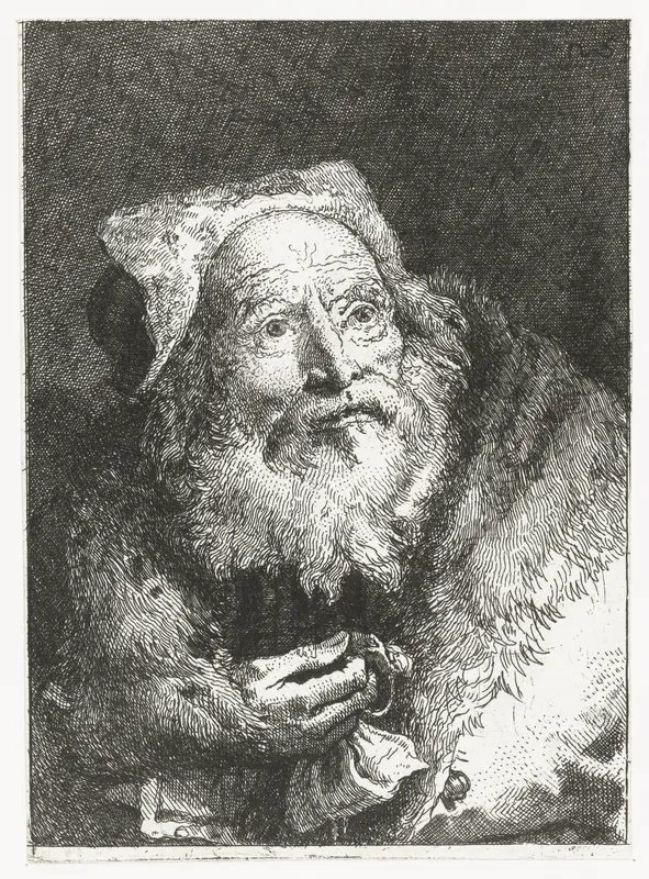 Oude man met armband in hand Wall Art by Giovanni Domenico Tiepolo - High-Resolution Digital Print