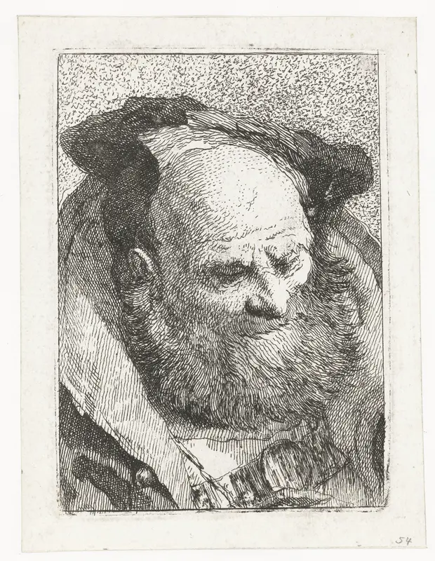 Oude man met baard Wall Art by Giovanni Domenico Tiepolo - High-Resolution Digital Print