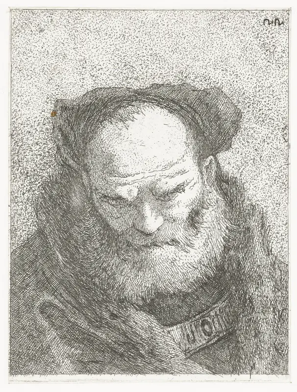 Oude man met baard en gebogen hoofd Wall Art by Giovanni Domenico Tiepolo - High-Resolution Digital Print