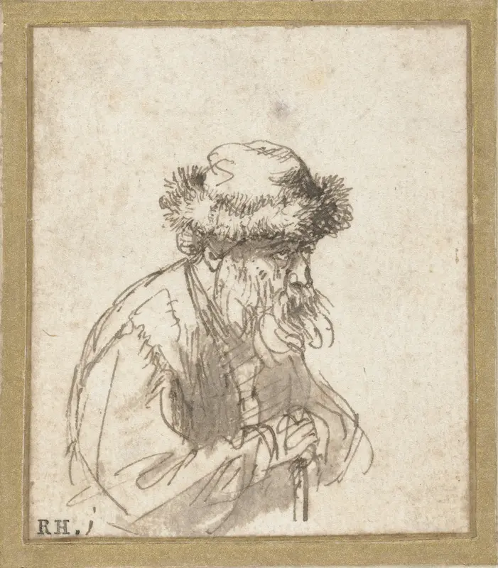 Oude man met bontmuts Wall Art by Unknown - High-Resolution Digital Print