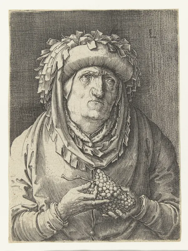 Oude man met druiventros Wall Art by Unknown - High-Resolution Digital Print
