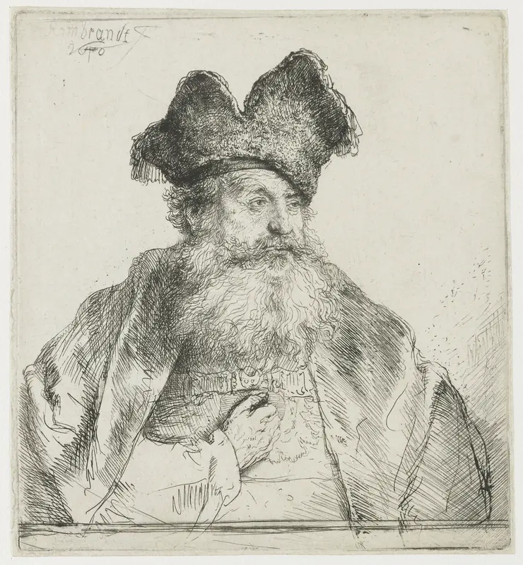 Oude man met een bontmuts met een gespleten opstaande rand Wall Art by Unknown - High-Resolution Digital Print