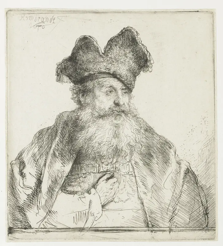 Oude man met een gespleten bontmuts Wall Art by Unknown - High-Resolution Digital Print