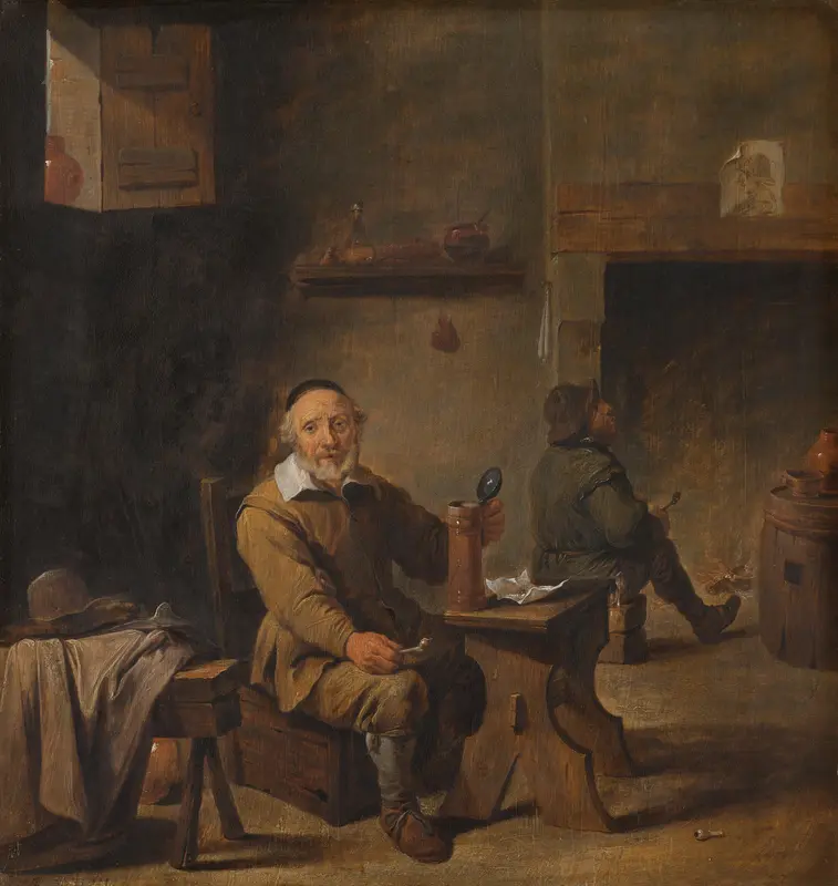 Oude man met kan in een kroeg Wall Art by Unknown - High-Resolution Digital Print