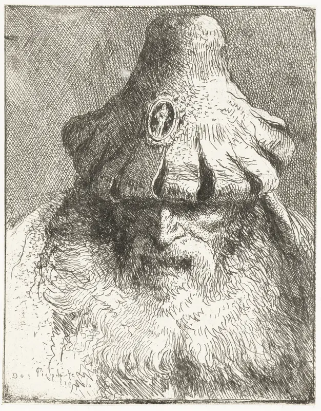 Oude man met kegelvormige muts met ingesneden rand Wall Art by Unknown - High-Resolution Digital Print