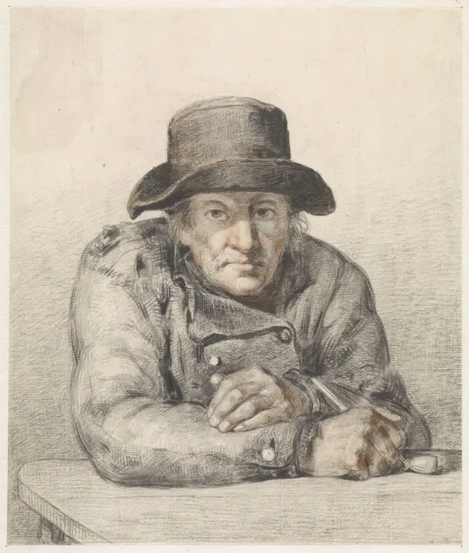 Oude man met pijp Wall Art by Jean Augustin Daiwaille - High-Resolution Digital Print