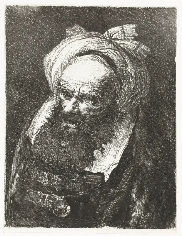 Oude man met tulband Wall Art by Giovanni Domenico Tiepolo - High-Resolution Digital Print