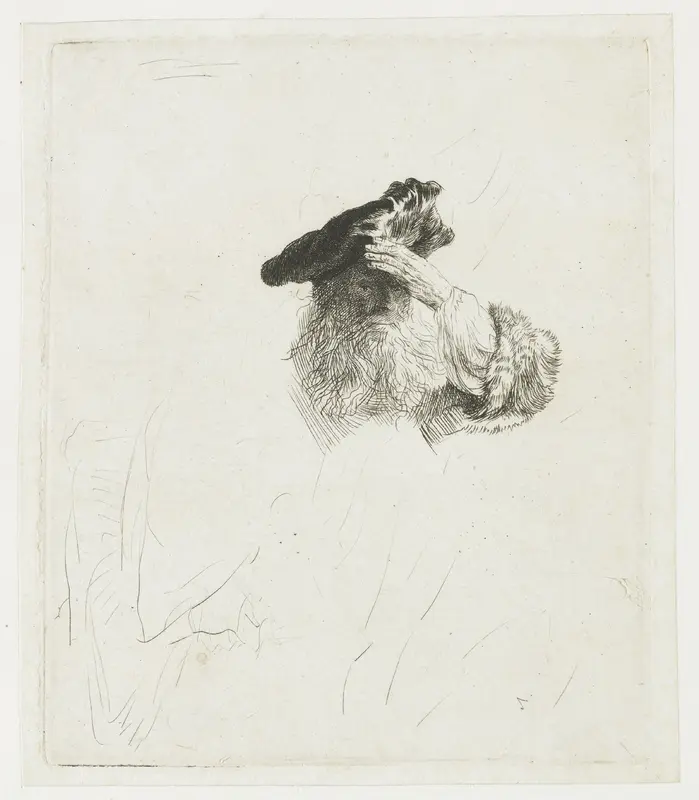 Oude man zijn ogen beschaduwend met zijn hand Wall Art by Rembrandt van Rijn - High-Resolution Digital Print