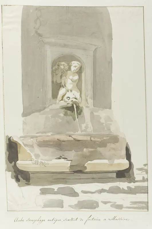 Oude sarcofaag als fontein in Messina Wall Art by Louis Ducros - High-Resolution Digital Print