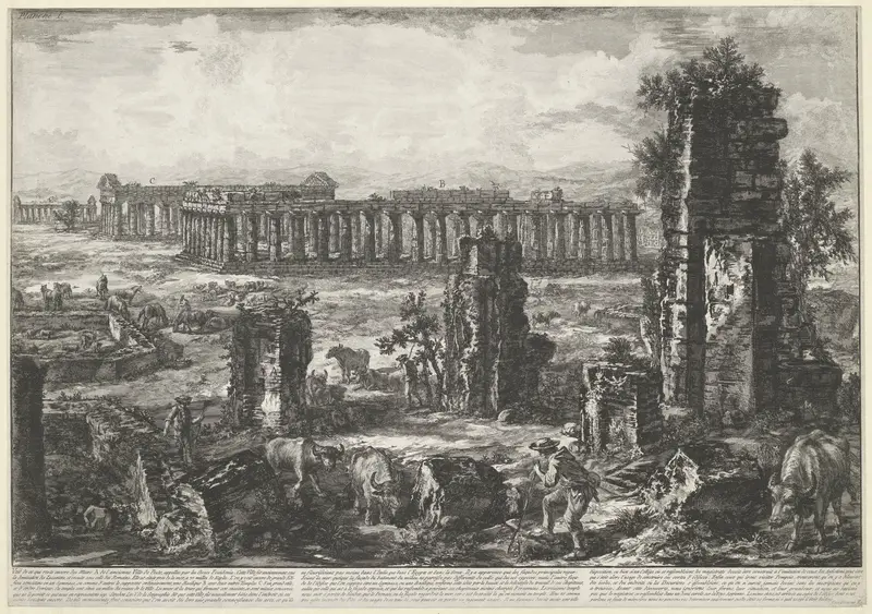 Oude stadsmuur en tempels te Paestum Wall Art by Unknown - High-Resolution Digital Print