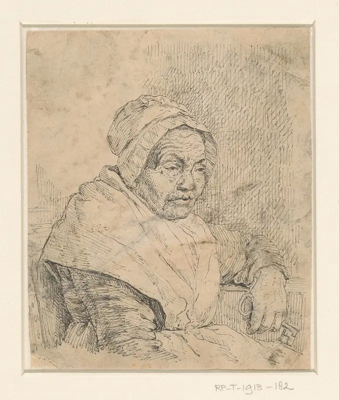 Oude vrouw met sleutel in de linkerhand Wall Art by Pieter Christoffel Wonder - High-Resolution Digital Print