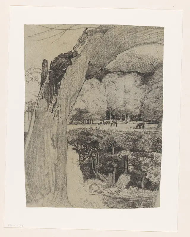 Oude wilg voor een weide met bomen Wall Art by Richard Nicolaüs Roland Holst - High-Resolution Digital Print