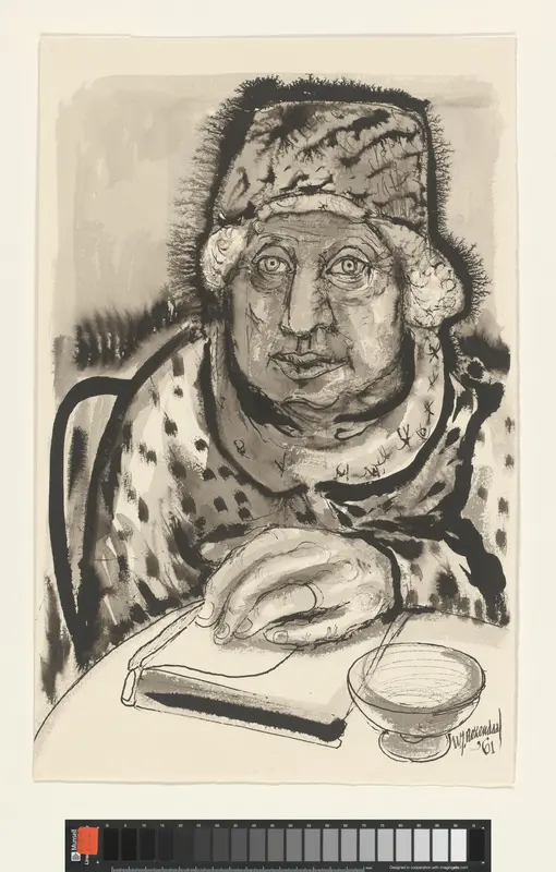 Oudere vrouw met boek en schaaltje Wall Art by Unknown - High-Resolution Digital Print