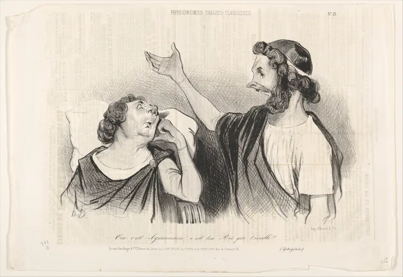 Oui c'est Agamemnon c'est ton Roi qui t'éveille!... (Iphigénie), plate 13 from "Physionomies tragico-classiques" Wall Art by Honoré Daumier - High-Resolution Digital Print