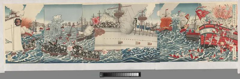 Our Fleet Crushing the Chinese Fleet off Dagushan Wall Art by Unknown - High-Resolution Digital Print