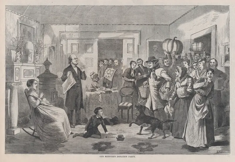 Our Minister's Donation Party (from "Harper's Bazar," Vol. I) Wall Art by Winslow Homer - High-Resolution Digital Print